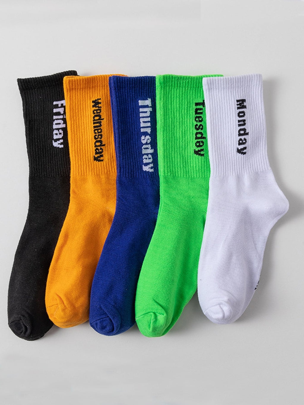 5pairs Men Letter Graphic Crew Socks