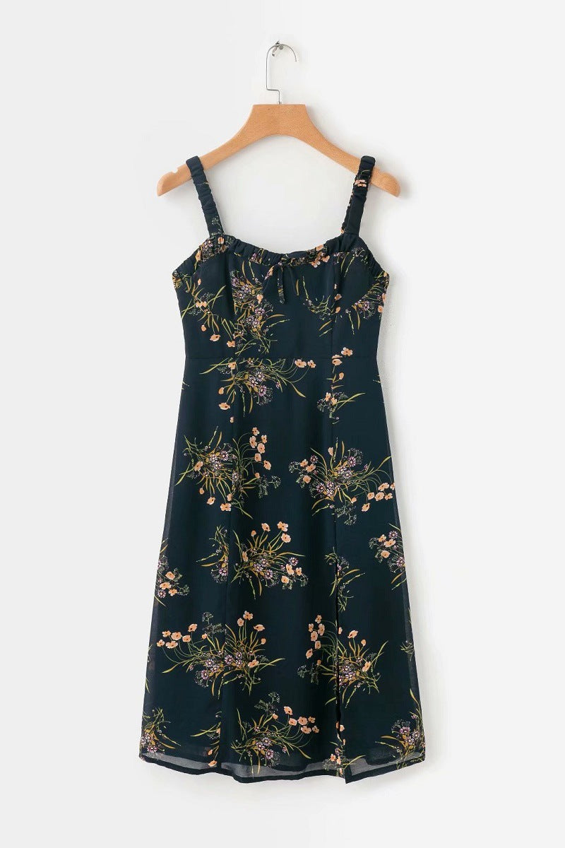 Retro floral floral dress with sling