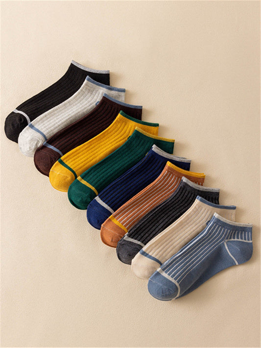 10pairs Men Striped Pattern Ankle Socks