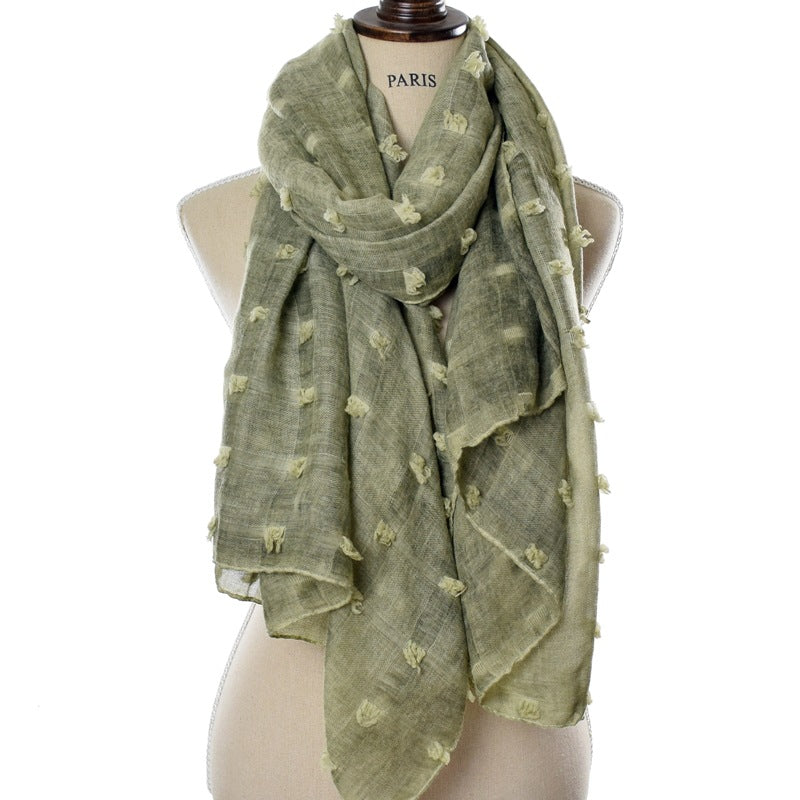 Ethnic tie-dye cotton and linen scarf