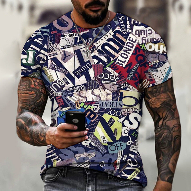 Fashion 3D Digital Printing Short Sleeve