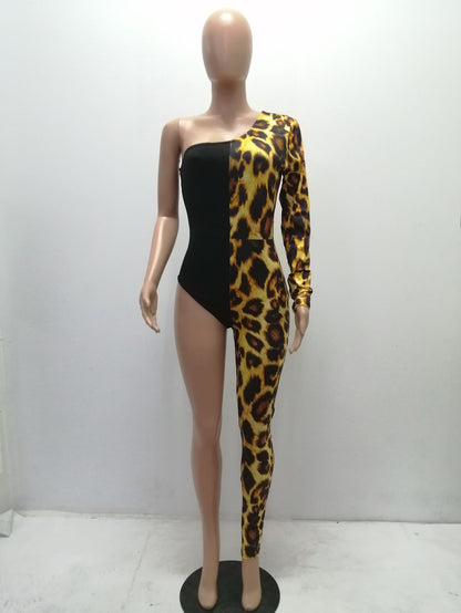 Women's Asymmetrical Leopard Print Jumpsuit