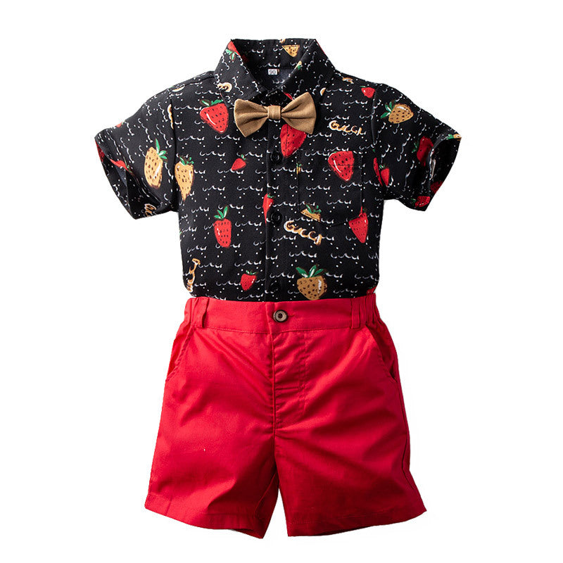 Garçons à manches courtes fraise chemise short costume