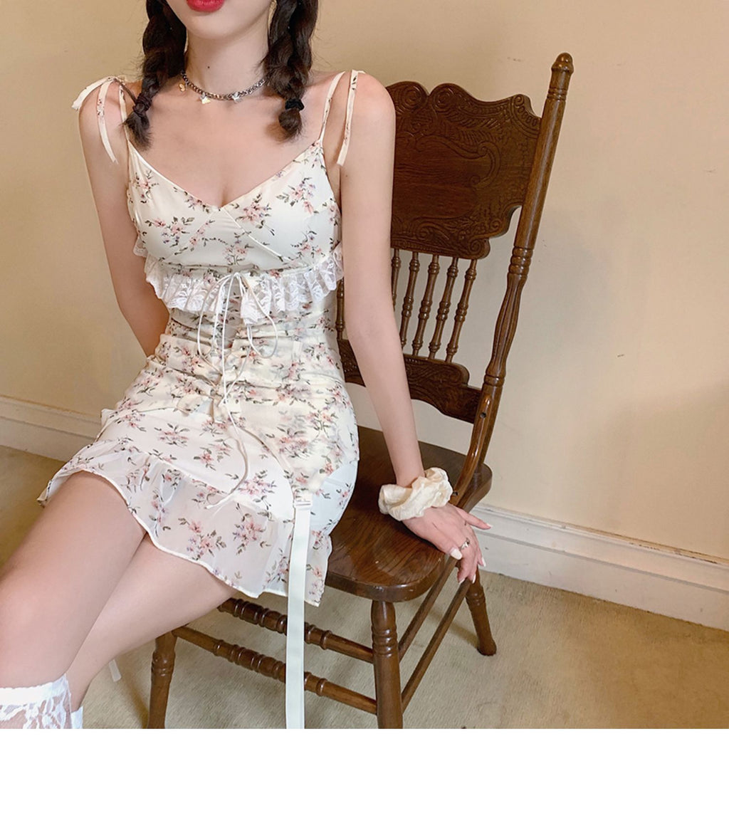 Floral Sling Retro Skirt Dress