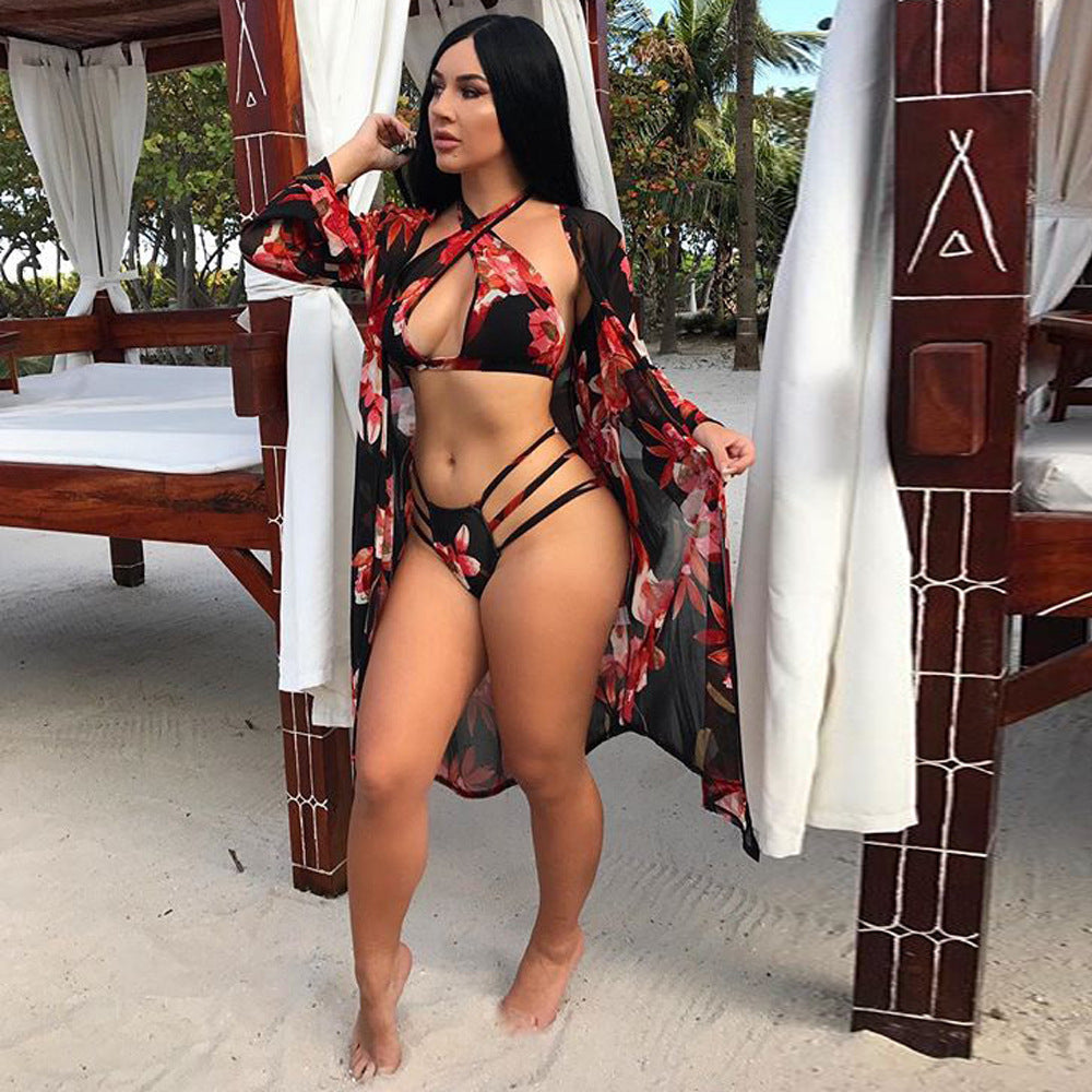 Maillot de bain trois pièces avec impression numérique