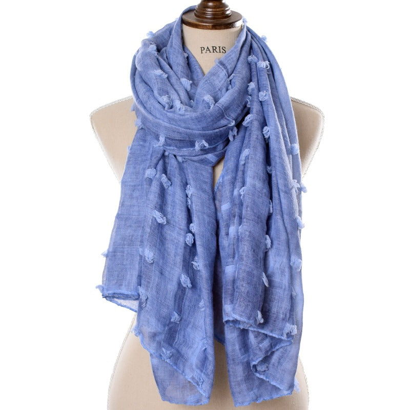 Ethnic tie-dye cotton and linen scarf