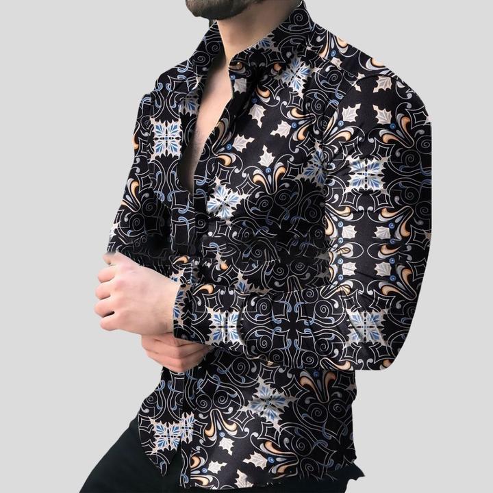 Camisa estampada para hombre Camisa casual de manga larga