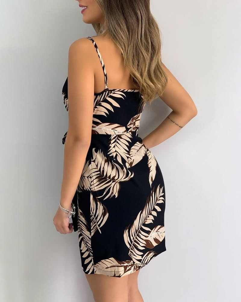 Vestido casual con estampado de cuello en V para mujer