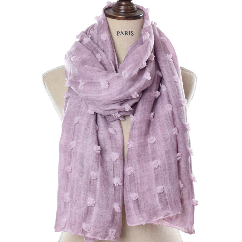 Ethnic tie-dye cotton and linen scarf