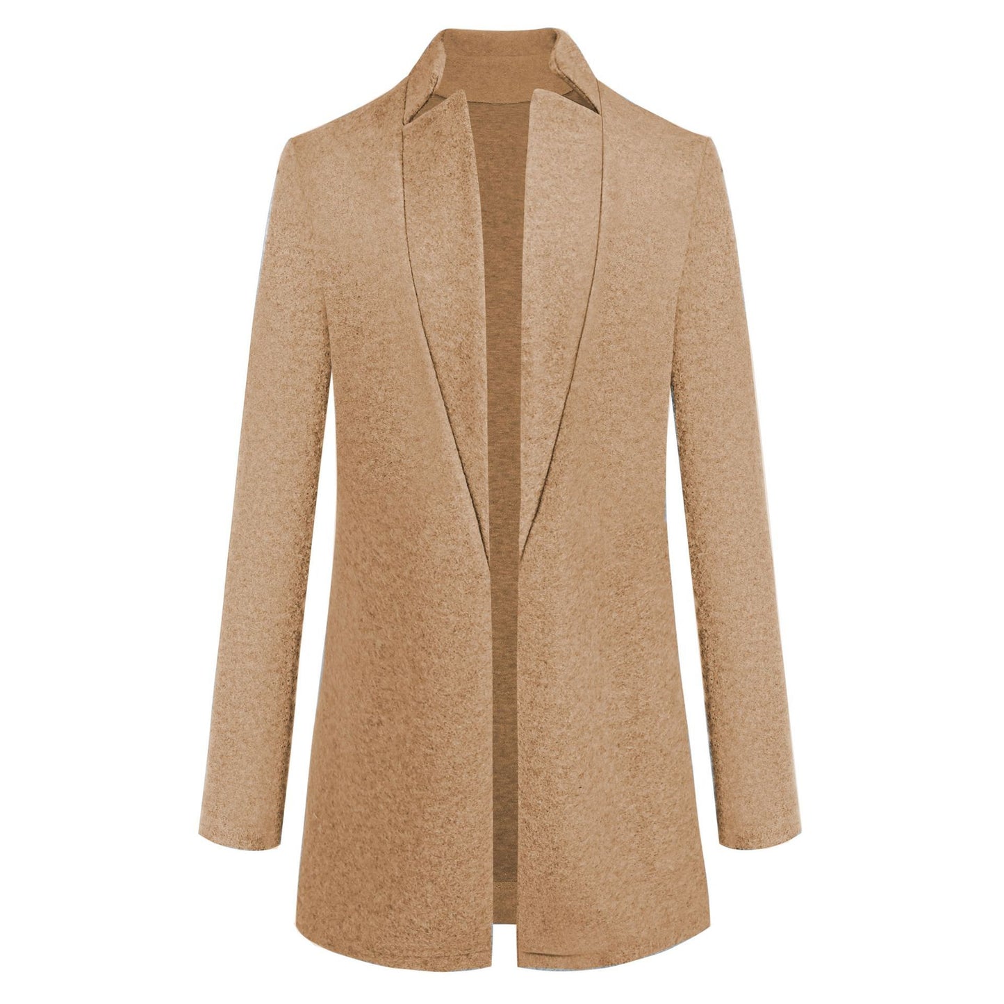 Fashion Solid Color Stand Collar Woolen Coat