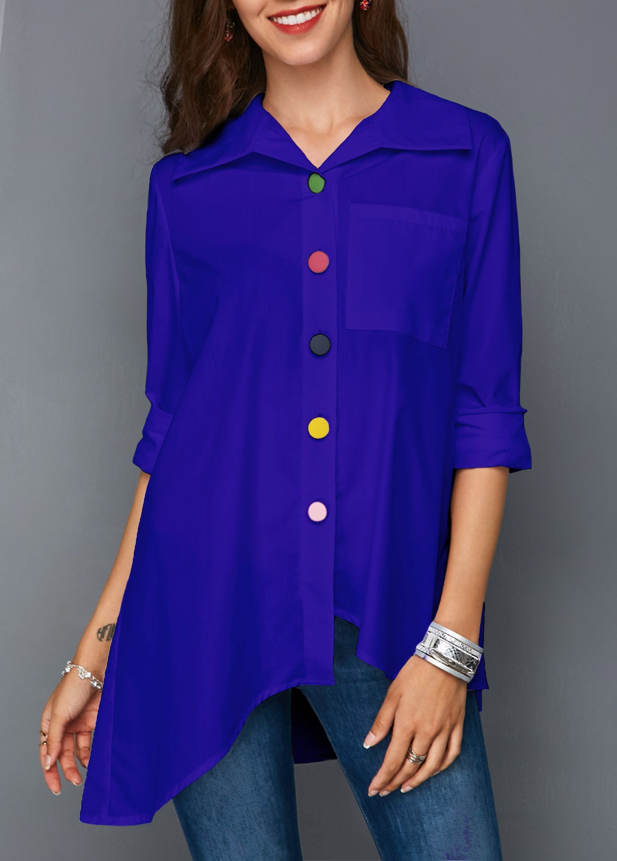 Women Colorful Button Shirt