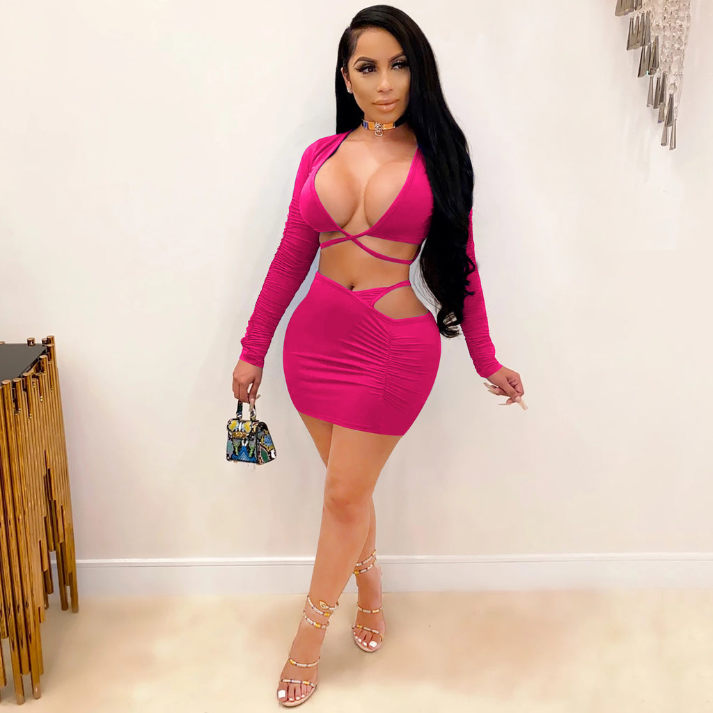 Ensemble de deux pièces de couleur unie pour femmes