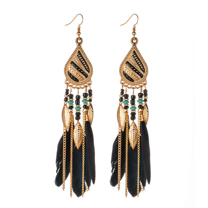 Boucles d'oreilles plumes et boucles d'oreilles perles