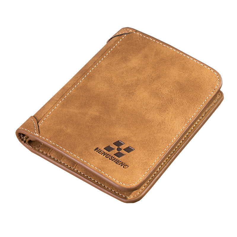 Men's Leather  Retro Tri-fold Vertical Wallet  Multi-card Slot