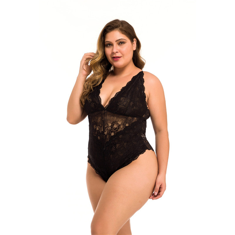 Plus Size Lace Mesh Lingerie