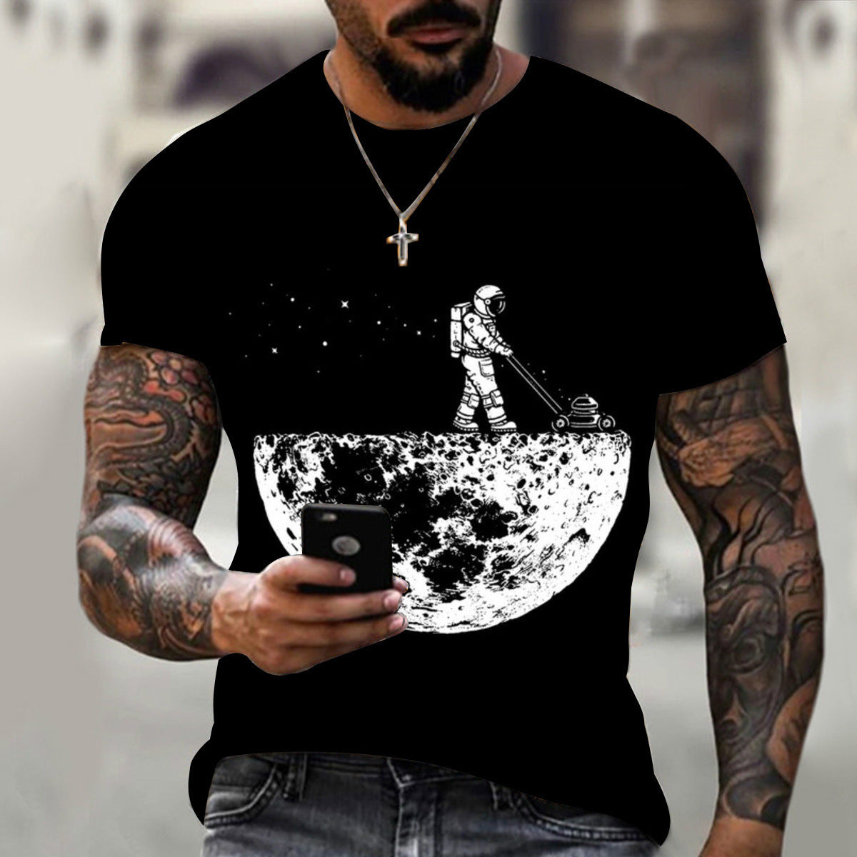 Camiseta casual de manga corta con estampado 3D para hombre