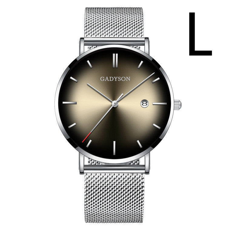 Montre à quartz dégradée en acier de couleur simple pour homme