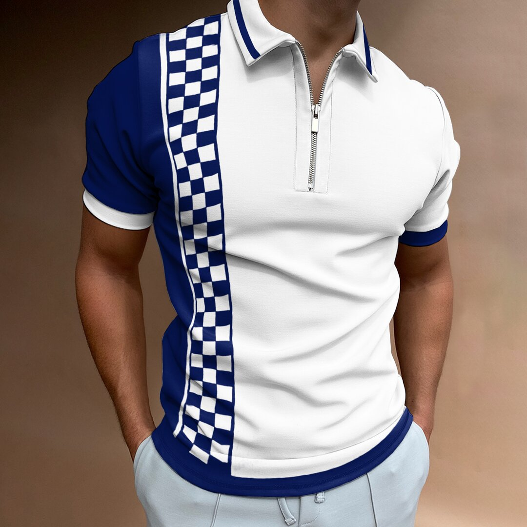 Polo de hombre con estampado de color de costura nacional