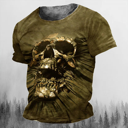 Printed Men's T Shirt Vintage Horror Skull Top