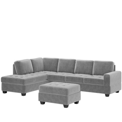 Orisfur. Modern Sectional Sofa with Reversible Chaise, L Shaped  Couch Set with Storage Ottoman and Two Cup Holders for Living Room