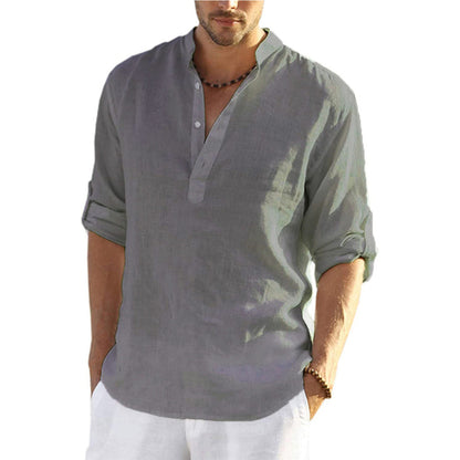 Men  Casual Blouse Cotton Linen Shirt