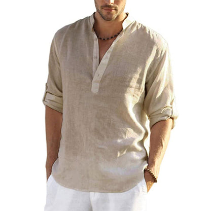 Men  Casual Blouse Cotton Linen Shirt