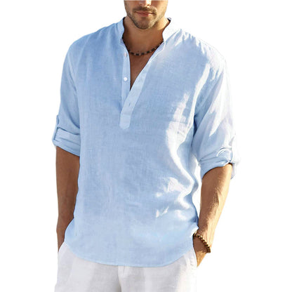 Men  Casual Blouse Cotton Linen Shirt