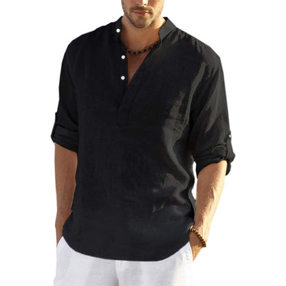 Men  Casual Blouse Cotton Linen Shirt