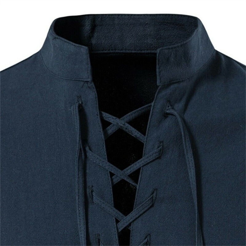 Men's V neck shirt Fashion Vintage Thin Long Sleeve