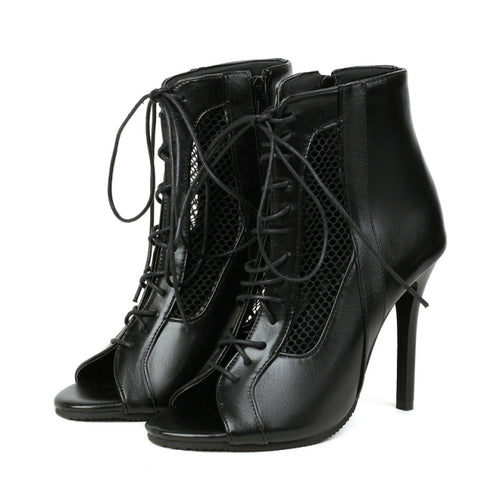 Sandalias de mujer Moda Sexy Tacones altos finos Punta abierta Cremallera