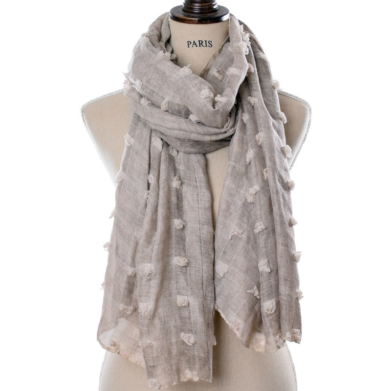 Ethnic tie-dye cotton and linen scarf