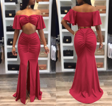 Robe deux pièces slim plissée