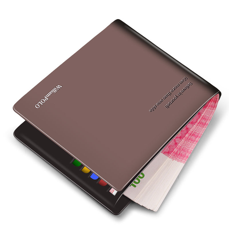 Cartera corta de piel de vacuno para hombre