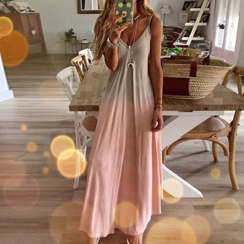 Women  Long Flower Suspender Skirt Dress