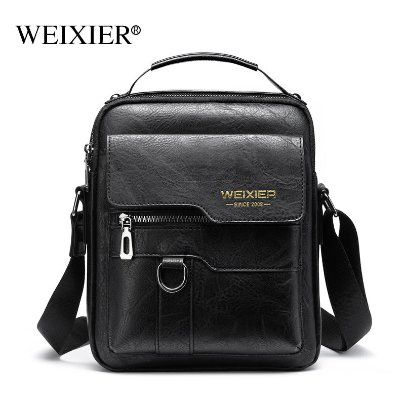 Men's PU Leather Retro Shoulder Diagonal  Casual Handbag Travel Backpack