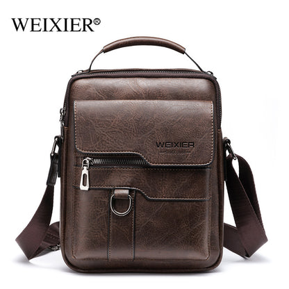 Men's PU Leather Retro Shoulder Diagonal  Casual Handbag Travel Backpack