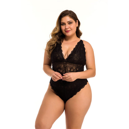 Plus Size Lace Mesh Lingerie