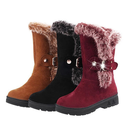 Botas de nieve de invierno cálidas casuales para mujer