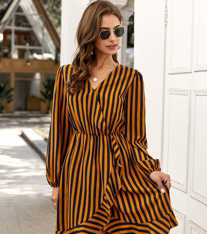 Striped dress with long sleeves