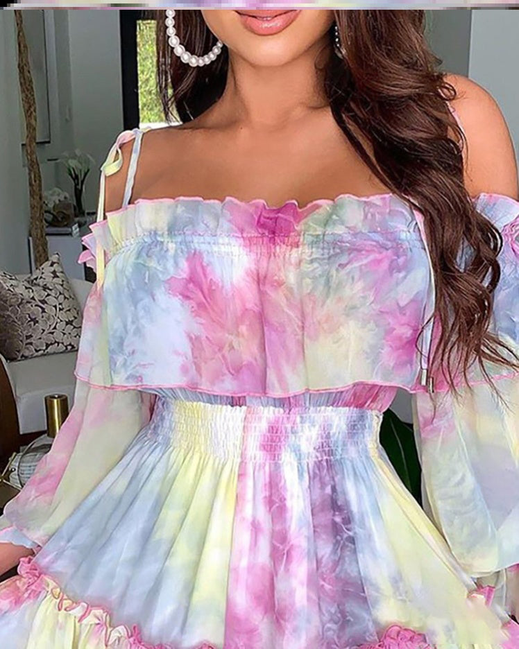 Vestido con volantes de color para mujer