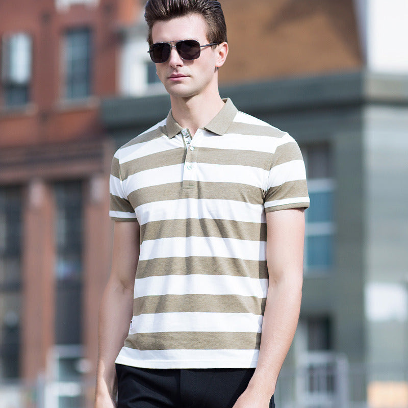 Business casual short sleeve striped polo shirt