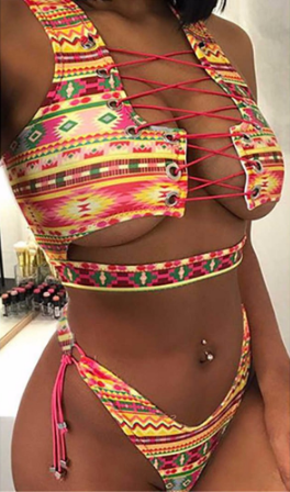 Pineapple Lace Up Bikini