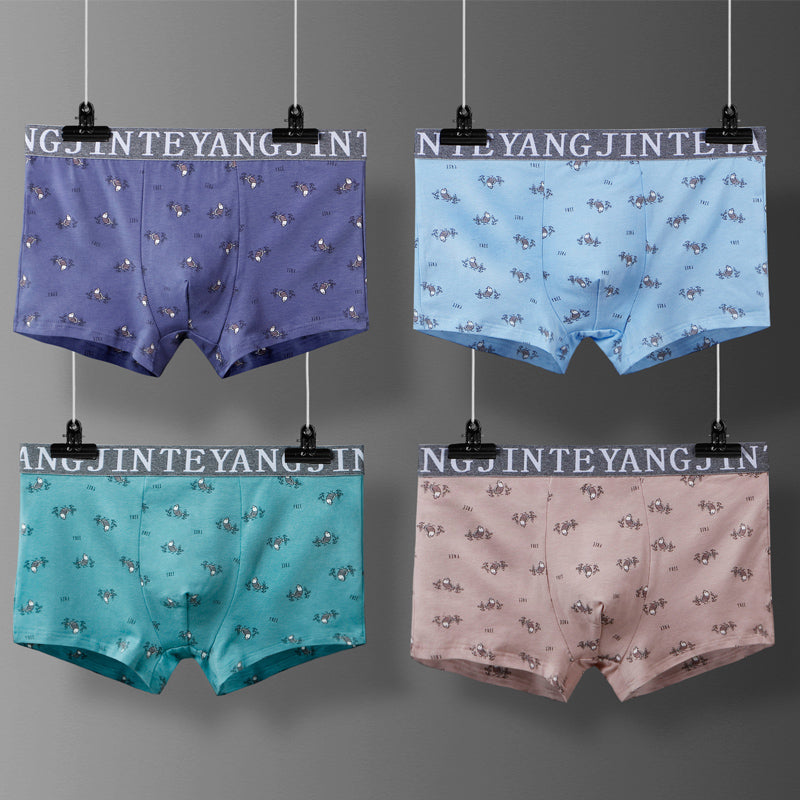 Sous-vêtement modal pour hommes en pur coton aux quatre coins respirant