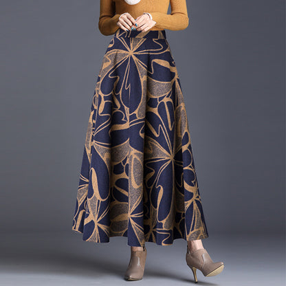 Woolen autumn and winter retro pleated skirt