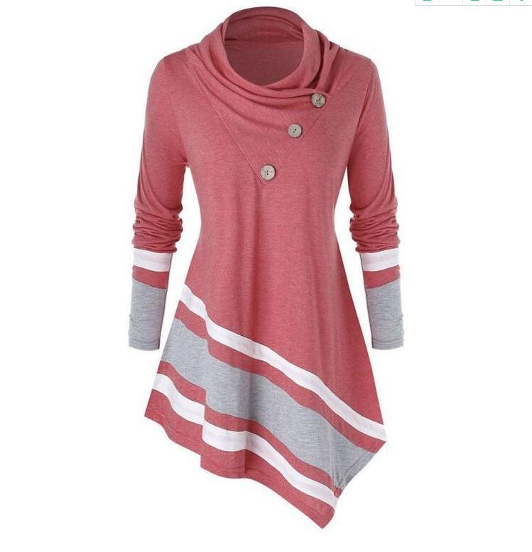 Loose long-sleeved irregular color matching skirt