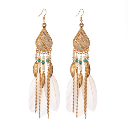 Boucles d'oreilles plumes et boucles d'oreilles perles