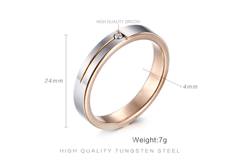 Anillo auténtico de carburo de tungsteno de 4 mm para mujer 