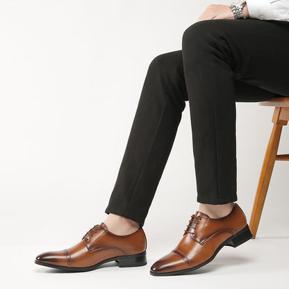 Zapatos de cuero de negocios de estilo británico con cordones para hombres