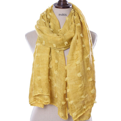 Ethnic tie-dye cotton and linen scarf