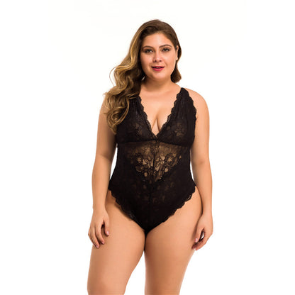 Plus Size Lace Mesh Lingerie